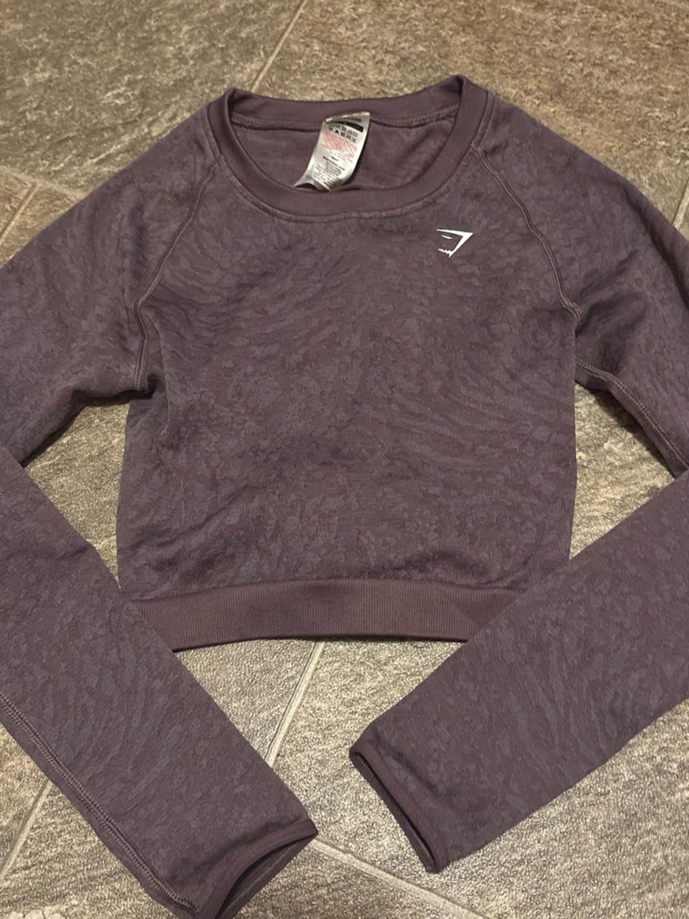 Gymshark Plum Textured Long Sleeve Cropped Sweatshirt